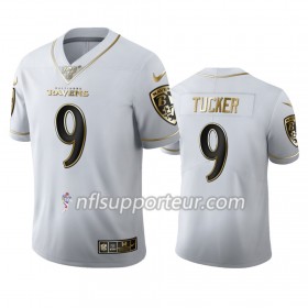 Maillot Homme Baltimore Ravens Justin Tucker 9 Nike Blanc Golden Edition 100th
